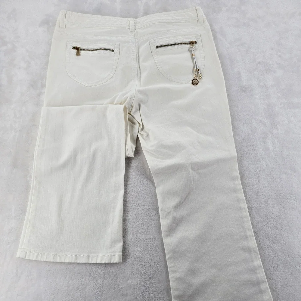 Michael Kors Denim Pants Womens 12P Jeans White Stretch Gold Hardware